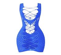 TDEOK Femme Couleur Unie Beauty Wrapped Chest Hot Fun Sous-vêtements Dot Full of Body Dentelle Lingerie, bleu, taille unique