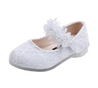 TDEOK Filles Chaussures Dentelle Perle Ballerines Mary Janes Mode Paillette Chaussure Princesse Fête de Mariage des Enfants Chaussures à Talons Bas Antidérapante Chaussures de Danse Léger Confortable