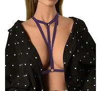 TDEOK Harnais élastique tendance noir sexy bretelles de soutien-gorge sous-vêtements bio, lilas, taille unique
