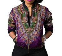 TDEOK Imprimer Manches Courtes Dashiki Veste Dashiki Longue Casual Chemisier Femme Africaine Satin Top Femmes, lilas, M