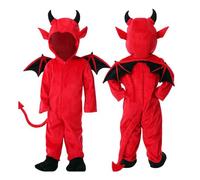 TDEOK Le costume de diable comprend une combinaison et un bonnet en matériau doux et douillet pour la première fête du nourrisson. Game T Shirt Homme, rouge, 2-3 ans