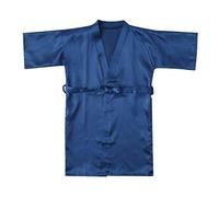 TDEOK Peignoir kimono pour fille - En satin de soie - Style japonais - Robe de chambre longue - Avec ceinture - Pour spa, mariage, fête, bleu marine, 8