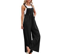 TDEOK Peinture Carrosserie Romper Strap Solid Playsuit Button Long Jumpsuit Women's Jumpsuit Combinaison Sexy Ouverte (Black, M)