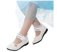 TDEOK Princesse Chaussures Fille Ballerina Baptême Décoration Florale Communion Cérémonie Mariage Été Sandales Dentelle Chaussures en Cuir Elégant Mignon Couleur Unie Chaussures avec Strass