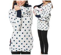 TDEOK Pulli Femmes Top Allaitement Sweatershirts Enceinte Capuche De Maternité Blouse De Maternité Pull Gros Tricot, Blanc #3., M