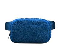 TDEOK Sac banane multifonctionnel en peluche pour l'extérieur, une poche poitrine et des hanches, bleu, Taille unique
