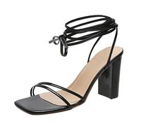 TDEOK Sandales à plateforme pour femme - Escarpins à talon bloc - Élégantes - Sandales romaines - Plateforme - Talons hauts - Sangle croisée - Chaussures de mariage - Chaussures d'été à plateforme