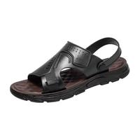 TDEOK Sandales d'été pour homme avec semelle souple, antidérapantes, adaptées à la conduite, semelles épaisses, à porter des sandales de plage décontractées, chaussures d'extérieur pour homme, Noir
