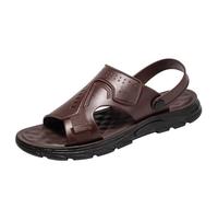 TDEOK Sandales d'été pour homme avec semelle souple, antidérapantes, adaptées à la conduite, semelles épaisses, à porter des sandales de plage décontractées, chaussures d'extérieur pour homme, marron