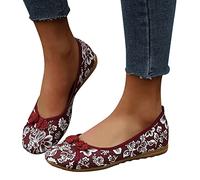 TDEOK Sandals pour Femme été Chaussures en tissu Fleur imprimée Casual Chic Chaussons Bout fermé sans Dos Chaussures Décontractées Plates Rétro Cosy Pantoufles de Vacances Intérieur Extérieur