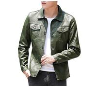 TDEOK Veste en cuir pour homme Cleane Légère Basic en cuir de mouton souple - Veste de biker premium en cuir de mouton pour homme - Noir - Veste coupe-vent pour la transition - Veste classique pour