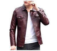 TDEOK Veste en Cuir pour Hommes Cleane Légère Basic en Vrai Cuir de Mouton - Veste de Biker Premium pour Hommes - Noire - Veste Contre le Vent - Veste Classique pour la Moto et le Vélo, Bordeaux, XL
