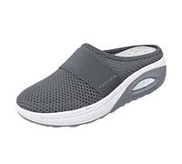 TDEOK Walking Slip-On Air Cushion Chaussures orthopédiques décontractées Soutien extérieur Confort Marche avec arch Knit Femme Chaussures décontractées Clinique Chaussures Femme, gris foncé, 41
