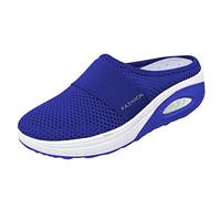 TDEOK Walking Slip-On Air Cushion Chaussures orthopédiques décontractées Soutien extérieur Confort Marche avec arch Knit Femme Chaussures décontractées Clinique Chaussures Femme, bleu, 37