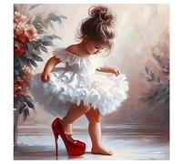 TDFERAN 30x30CM Diamond Painting Petite Fille Ballet Petite Fille Portant des Talons Hauts Peinture Diamant Fille, Painting Diamant Fille, Broderie Diamant Petite Fille pour Décoration Murale