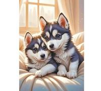 TDFERAN 30x40CM Diamond Painting Chien Husky, Kit Diamant Painting Chien Puzzle Diamant Dog Tableau Diamant Husky Broderie Point de Croix Dog pour Décoration Murale