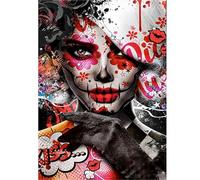 TDFERAN/30x40CM Diamond Painting Kits Abstrait,Broderie Diamant Complet Gothique,DIY 5D Puzzle Diamant Graffiti,Enfant Crystal Art Mur Décor,Femme aux Cheveux Blancs