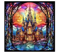 TDFERAN 40x40CM Diamond Painting Château, Diamant Boderie Diamant Châteaux Féerique, 5D Broderies Diamants Château Fenêtres Colorées, Diamond Painting Les églises, Peinture Diamant Gothique