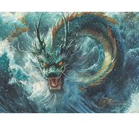 TDFERAN 40x50cm Diamant Peinture Dragon Rugissement du Dragon Drachen Redoutable Mer Agitée Paysage Loisirs LntérêtsAdultes Débutants Peinture Cristal Décorations de Chambre