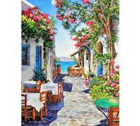 TDFERAN 40x50CM Diamond Painting Paysage Méditerranéen, Diamant Broderie Fleur Campagne, Painting Diamant Paysage Mer, Strass Ville Cote d'azur Puzzle Fait Main en Strass