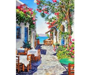 TDFERAN 40x50CM Diamond Painting Paysage Méditerranéen, Diamant Broderie Fleur Campagne, Painting Diamant Paysage Mer, Strass Ville Cote d'azur Puzzle Fait Main en Strass