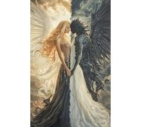TDFERAN 40x50cm Peinture Diamant Ange DémonPainting Kit, DIY Diamant Complet Kits Couple d'ange Diable en Diamond Bien et Mal Diamond Strass Point Croix Painting pour Adultes Débutants Maison Décor