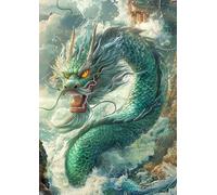 TDFERAN 40x50cm Peinture Diamant Dragon Kit Dragon Vert Broderie Diamond Painting Roi Drachen des Mers Symbolise le Pouvoir et la Noblesse Peinture Art et Artisanat Pour Hommes et Femmes