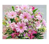 TDFERAN 50x40CM 5D Diamond Painting Pink Daisy Flower Bouquet Kit, Diamant Painting Fleur rose,Tableau Diamond Painting Fleurs, Broderie Diamant Fleurs Rose pour Décoration Murale
