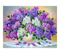 TDFERAN 50x40CM Diamond Painting Purple Lilacs Broderie Diamant Fleurs Lilas Painting Diamant Bouquet de Fleurs Kit Complet de Peinture Diamant Tableau Diamond Painting Fleurs pour Décoration Murale