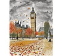 TDFERAN 5D Diy Diamond Painting Set Cross Stitch Retro Londres 40X50cm Diamant Painting City Landscape Vue de Clock Tower Diamant Strass Point de Croix Cristal Drawing pour Murale Décoration