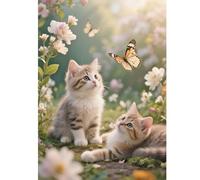 TDFERAN Diamond Painting Art Kits pour Adulte Chat 30x40cm DlY Broderie Diamant Chat Diamond Painting Chaton Tableau Perle Diamant Papillon Point de Croix Set Débutant Cristal Artisanat Maison Décor