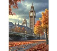 TDFERAN Diamond Painting Complet 40X50cm Peinture Diamant Adulte Londres au Crépuscule Strass Cristal pour Murale Décoration 5D Diamant Broderie Ville de Londres Peinture Kits Décoration Salon Chambre