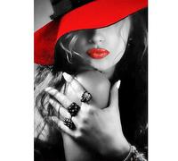 TDFERAN Diamond Painting Femme 30x40CM Mode Broderie Diamant élégante Broderie Diamant Portrait Chapeau Diamonds Painting Ornement Bureau Manquer Kit Diamont