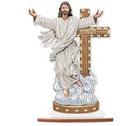TDFERAN Diamond Painting Ornement de Bureau Diamond Puzzle Croix de Jésus Peinture Bureau Ornements Diamant Point de Croix Complet Chambre Décorations Pour La Maison Un Bon Choix Pour Les Loisirs