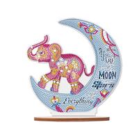 TDFERAN Diamond Painting Ornement de Bureau Strass Painting éléphant Lune Peinture Bureau Ornements Diamant Point de Croix Complet Chambre Décorations Pour La Maison Un Bon Choix Pour Les Loisirs