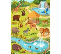 TDFERAN Diamond Painting Paysage Zoo 30x40cm Broderie Diamant Girafe Perle Diamant a Coller Singe 5D Diamond Painting Lion Peinture Numero Adulte Animaux Zèbre Hippopotame Cygne Paysage Decoration