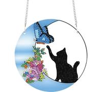TDFERAN Diamond Painting Pendentif Chat Broderie Strass Pendentif Diamant Painting Attrape-Soleil Diamant Kit d'art décontracté Perler Ornement Suspendu Pour la Décoration de la Chambre