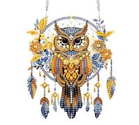 TDFERAN Diamond Painting Pendentif, Chouette Broderie Perles Diamant Attrape-Soleil, Diamant Painting Pendentif,Diamond Drawing Ornement Suspendu, Décoration de Fenêtre, Mur