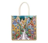 TDFERAN Diamond Sac à Main 26x26cm à Provisions Bandoulière Peinture Diamant en Tissu Bricolage Cadeau Fourre-tout en Toile Fait Main Avec Diamants Ville Colorée Sac de Rangement