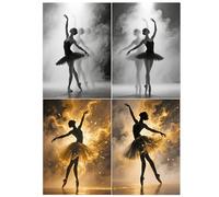 TDFERAN Lot de 4 Peintures Diamant Danseuse 30x40cm Diamond Painting Danseuse Ballerine Painting Diamant Ange Elfe Fée Canevas Diamant Femme Ballet Tableau Perle Diamant Danseuse Mosaique