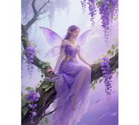 TDFERAN Peinture Diamant Adulte Princesse 40x50cm DIY Diamond Painting Complet 5D Femme Fée Papillon Diamond Painting Kit Artisanat Strass Point de Croix Painting Angel Elfe Fee Diamant Paysage Forêt