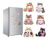 TDFERAN Peinture Diamant Aimant Frigo Aimants Tableau Magnétique, Ensemble de 6 Pièces Décoratifs pour Réfrigérateur, Tableau Blanc Cuisine,Tableau d'affichage, Bureau, Chat Domestique Aimant Frigo