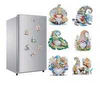 TDFERAN Peinture Diamant Aimant Frigo,Ensemble de 6 Pièces Décoratifs pour Réfrigérateur, Tableau Blanc Cuisine,Tableau d'affichage, Bureau, Sirène Naine 5D Aimant Réfrigérateur Mignonne Drôle