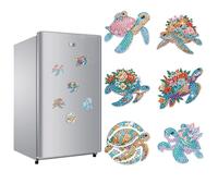TDFERAN Peinture Diamant Aimant Frigo Tableau Magnétique, Ensemble 6 Pièces Décoratifs pour Réfrigérateur, Tableau Blanc Cuisine,Tableau d'affichage, Bureau, Tortues de Mer Aimant Frigo 5D Mignonne
