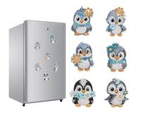 TDFERAN Peinture Diamant Aimant Frigo Tableau Magnétique, Ensemble de 6 Pièces Décoratifs Réfrigérateur, Tableau Blanc Cuisine,Tableau D'affichage, Bureau, Manchot Aimants de Réfrigérateur Mignonne