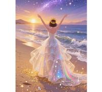 TDFERAN Peinture Diamant Princesse 40x50cm Diamond Painting Danseuse Ballerine Diamond Painting Adulte Paysage Mer Tableau Plage Coucher de Soleil Peinture Numero Ange Elfe Fée Portrait de Femme Anime