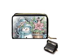 TDFERAN Portefeuille Peint Diamant 11x8cm Bonhomme de Neige de Noël Porte-Cartes Portable Cadeaux de Vacances Exquis Puzzle de Pierres Précieuses Type de Fermeture éclair Peinture au Diamant en Forme