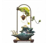 TDGLEBUUU Style Chinois - Brûle-encens en Céramique Bleue avec Brumisation | Attirant La Richesse, Fontaine D'eau De Bureau, Paysage Miniature, Brûleur D'encens Allongé À Suspendre, Brûleur D'encens