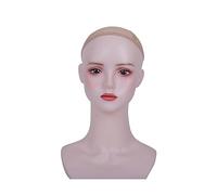 TDHLW TêTe de Mannequin Femme RéAliste avec TêTe de Mannequin D'éPaule en PVC avec Maquillage pour Perruques, Collier, Boucles d'oreilles