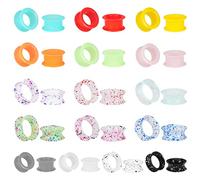 TDi bodyjewellery Lot de 16 paires d'élargisseurs d'oreille en silicone souple et épais, Silicone, Sans pierre précieuse